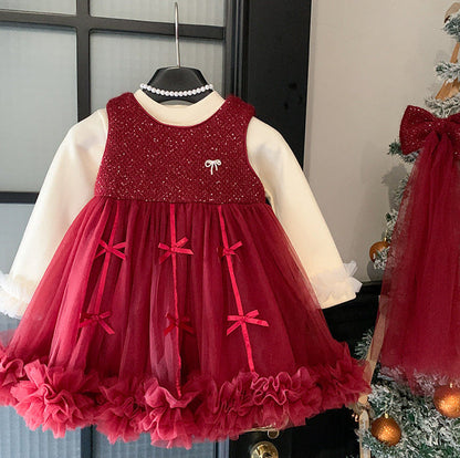 Children's Dress with Bows + Long Sleeves
