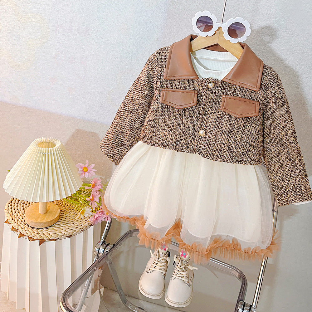 Children's Tweed and Leather Dress  TulleLuce