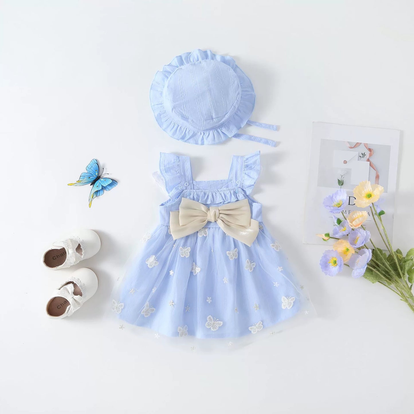 Children's Dress with Butterflies and Bow