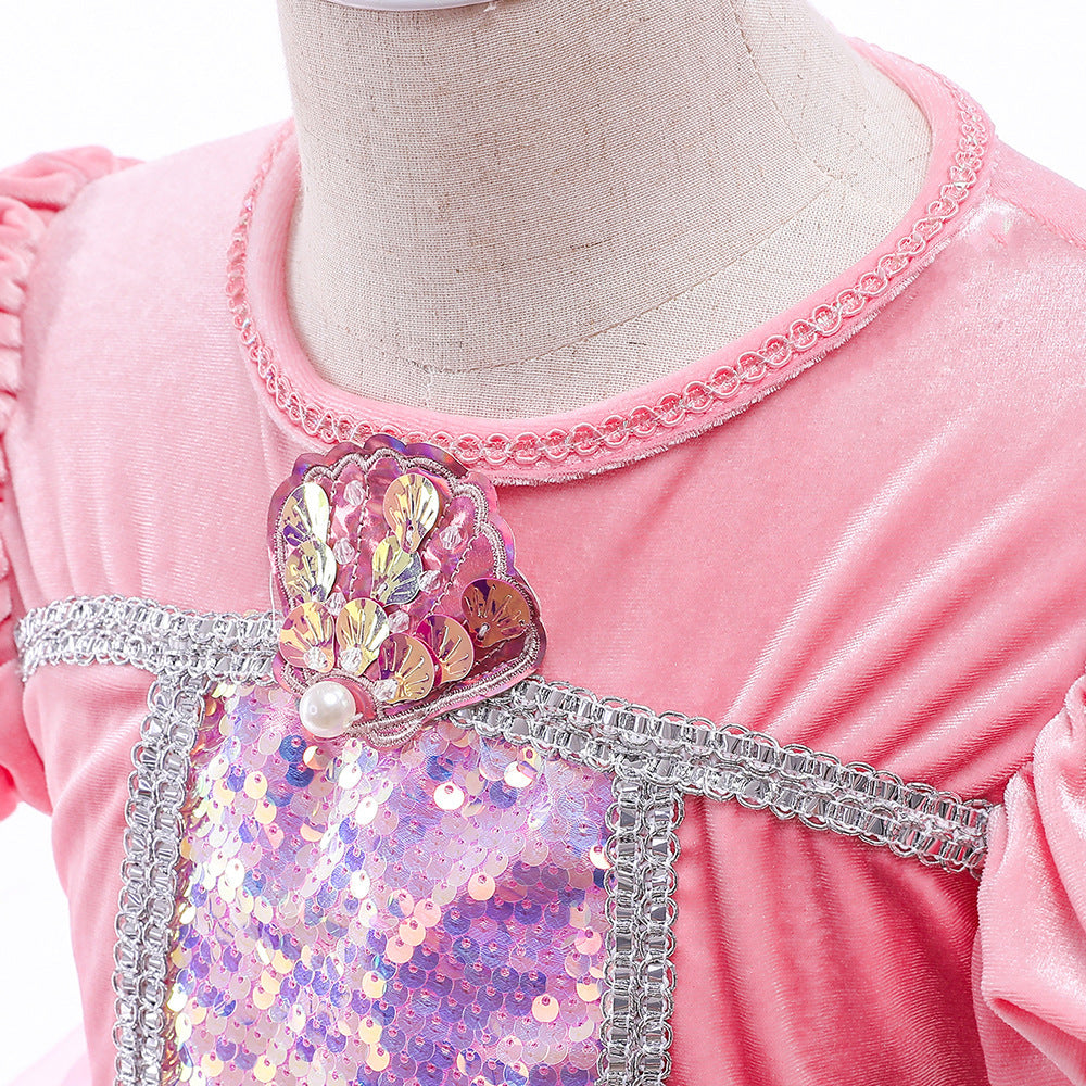 Pink Sequined Children's Dress + Accessories