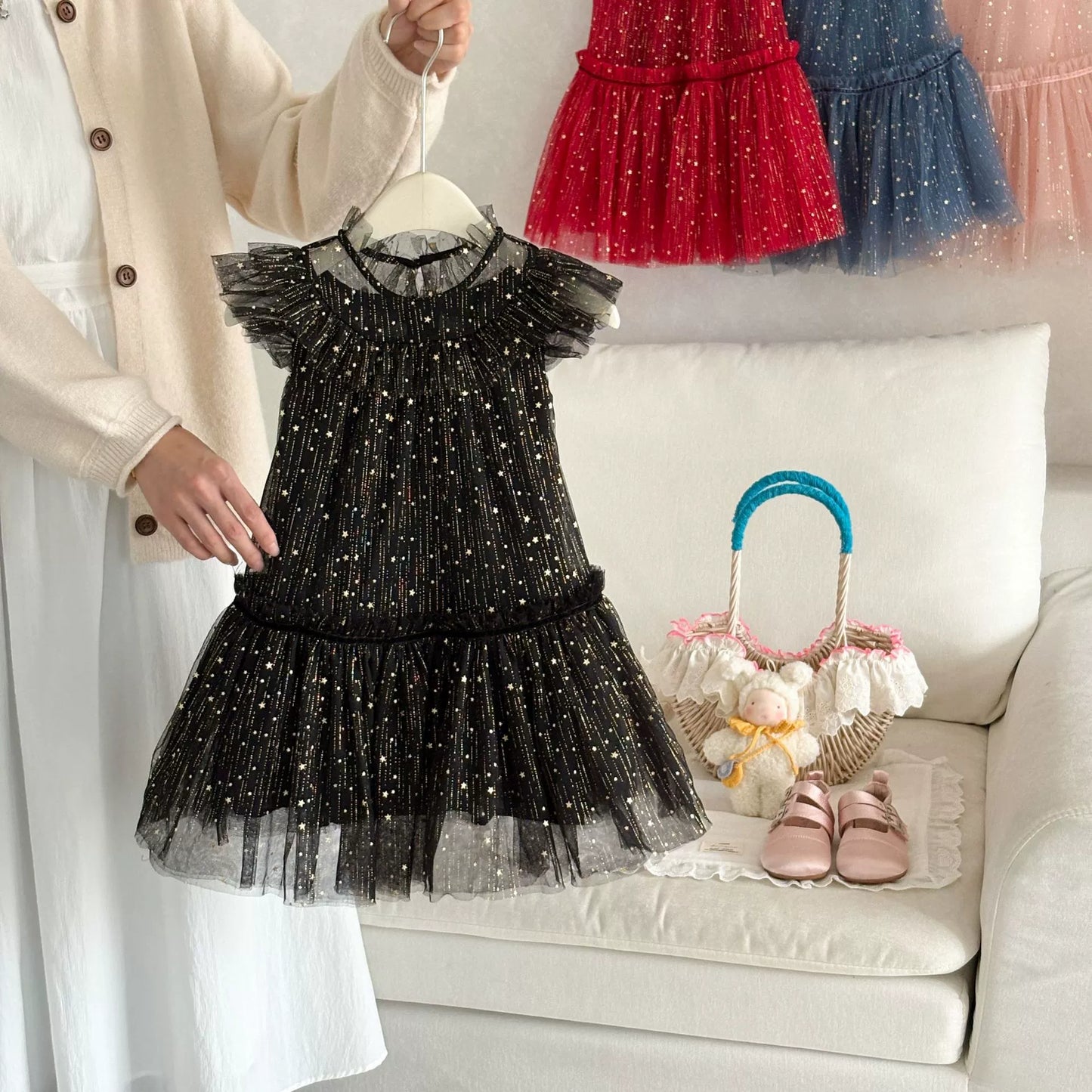 Girls' Tulle Dress with Small Stars