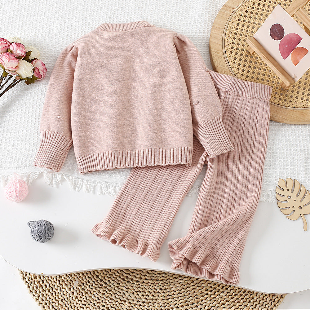 Girls' Knitted Floral Set
