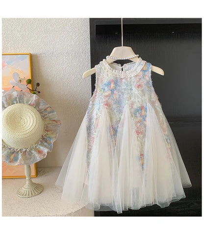 Floral Ruffled Tulle Children's Dress