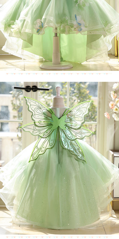 Green Tulle Tail Tuxedo Up Dance Party Evening Dress