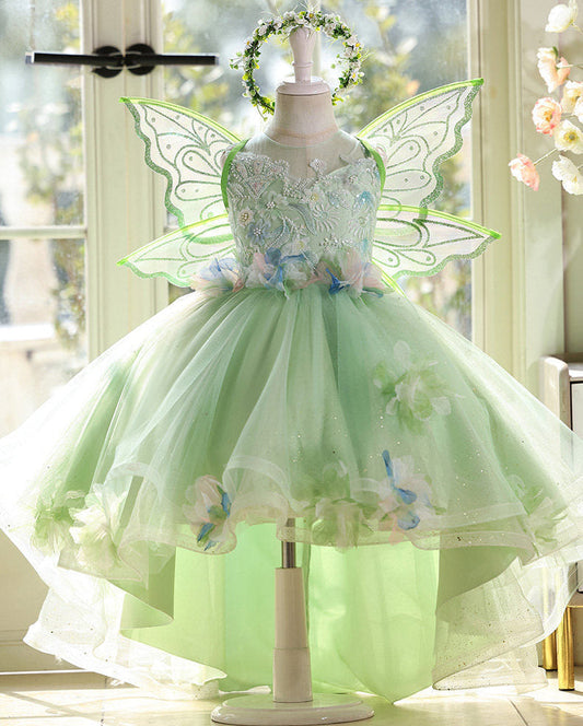 Green Party Dress with Wings