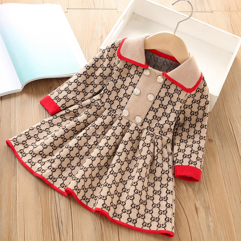 Children's Knitted Dress with Collar