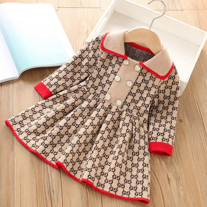 Children's Knitted Dress with Collar