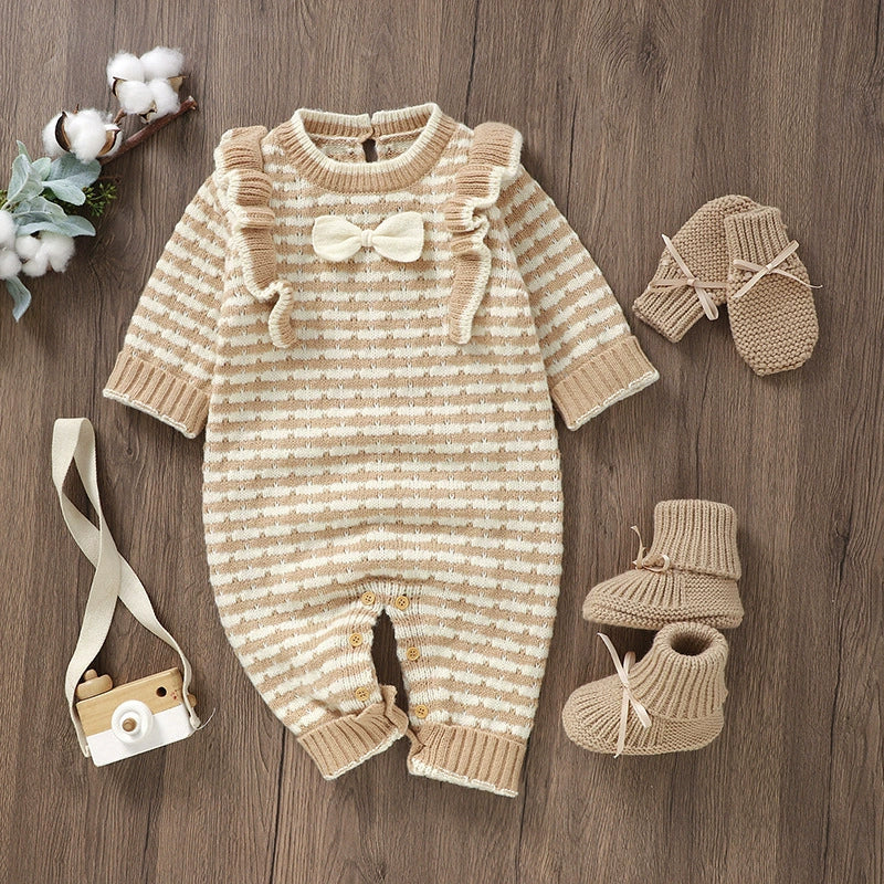 Children's Knitted Bow Jumpsuit