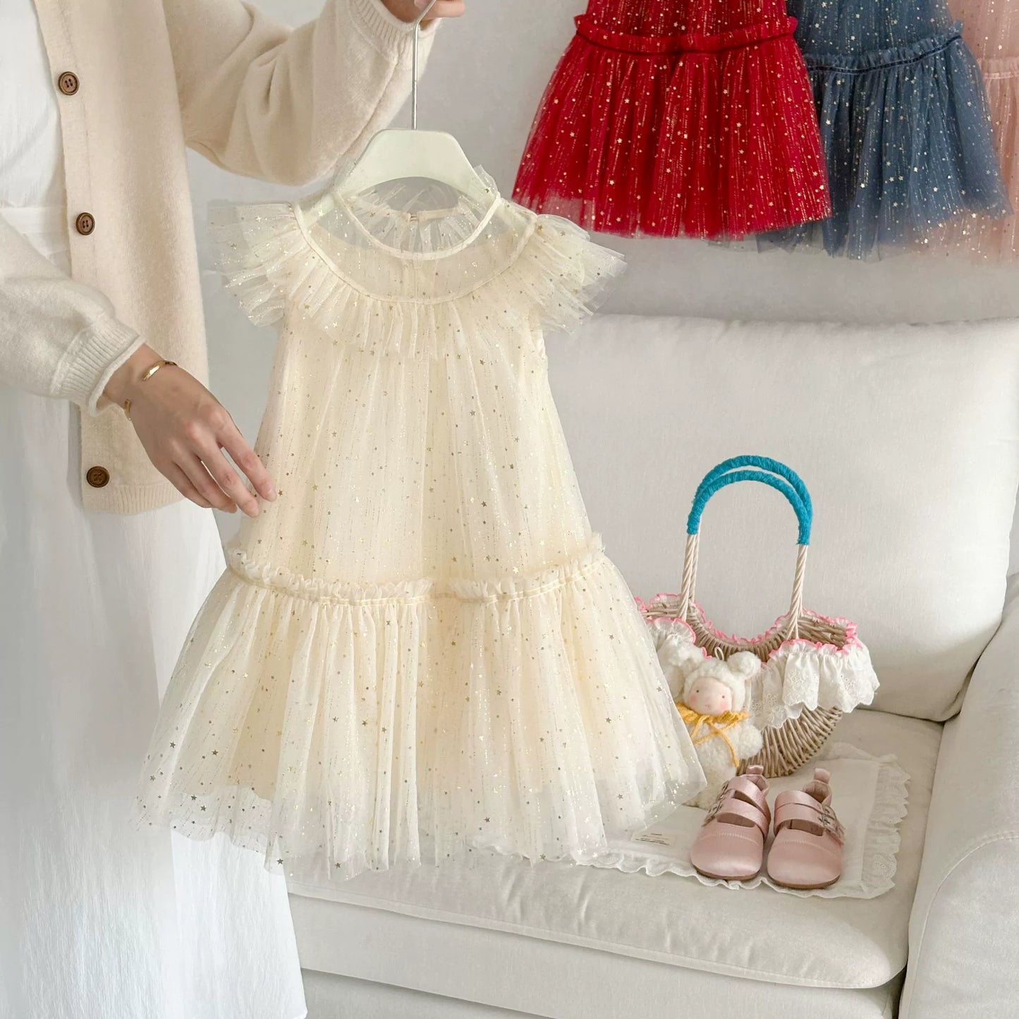 Girls' Tulle Dress with Small Stars