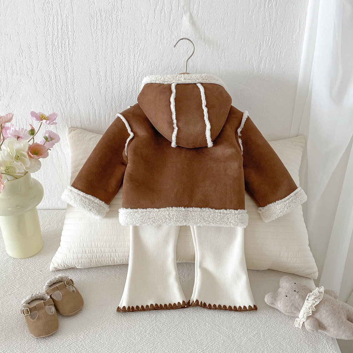Fur Children's Plush Coat Cute Winter New Girls Coats+pants