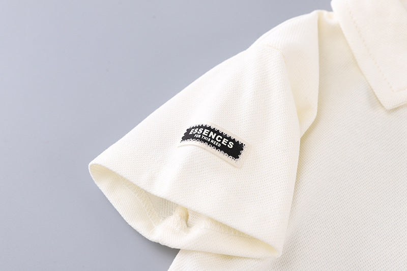 Boys' Polo Shirt Set with Teddy Bear Design