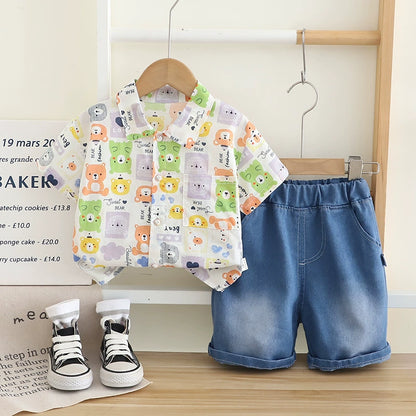 Boys' Outfit Set with Animal Print Shirt