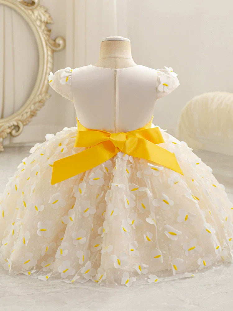 Vestido infantil de flores amarillas 
