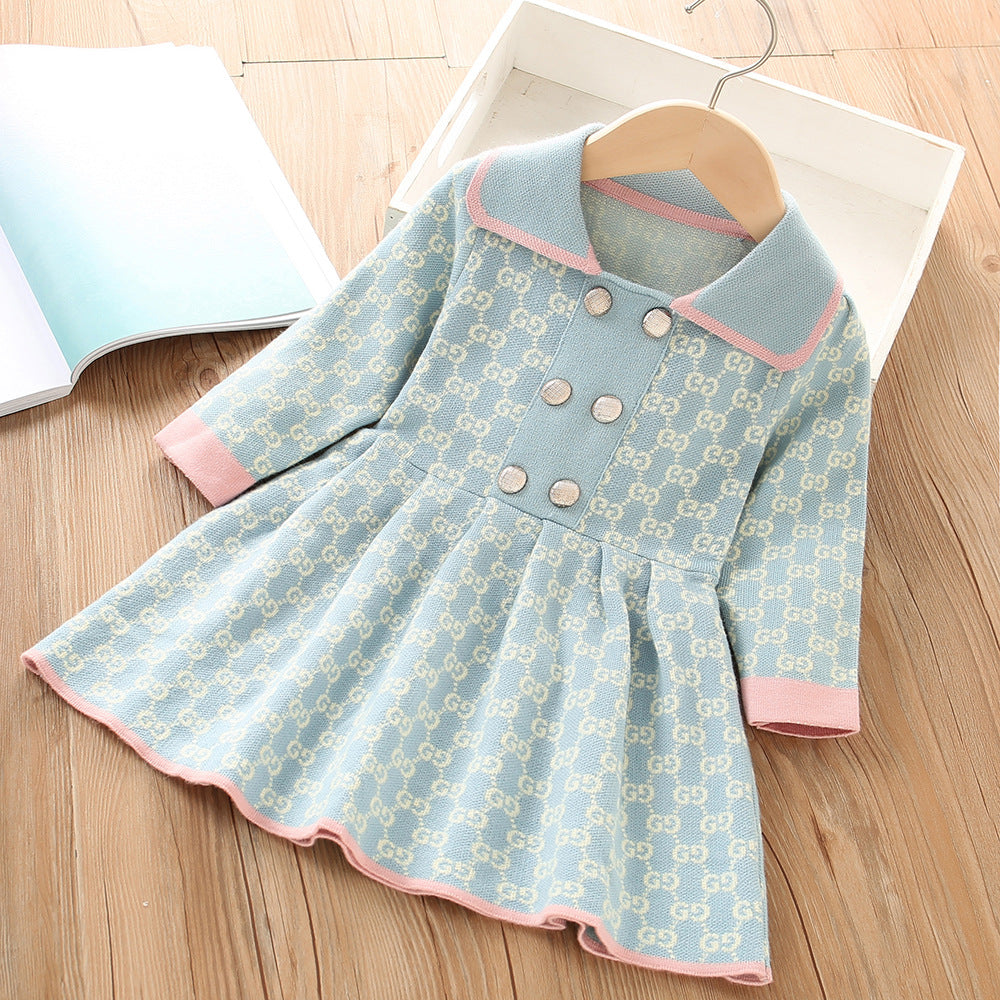 Children's Knitted Dress with Collar