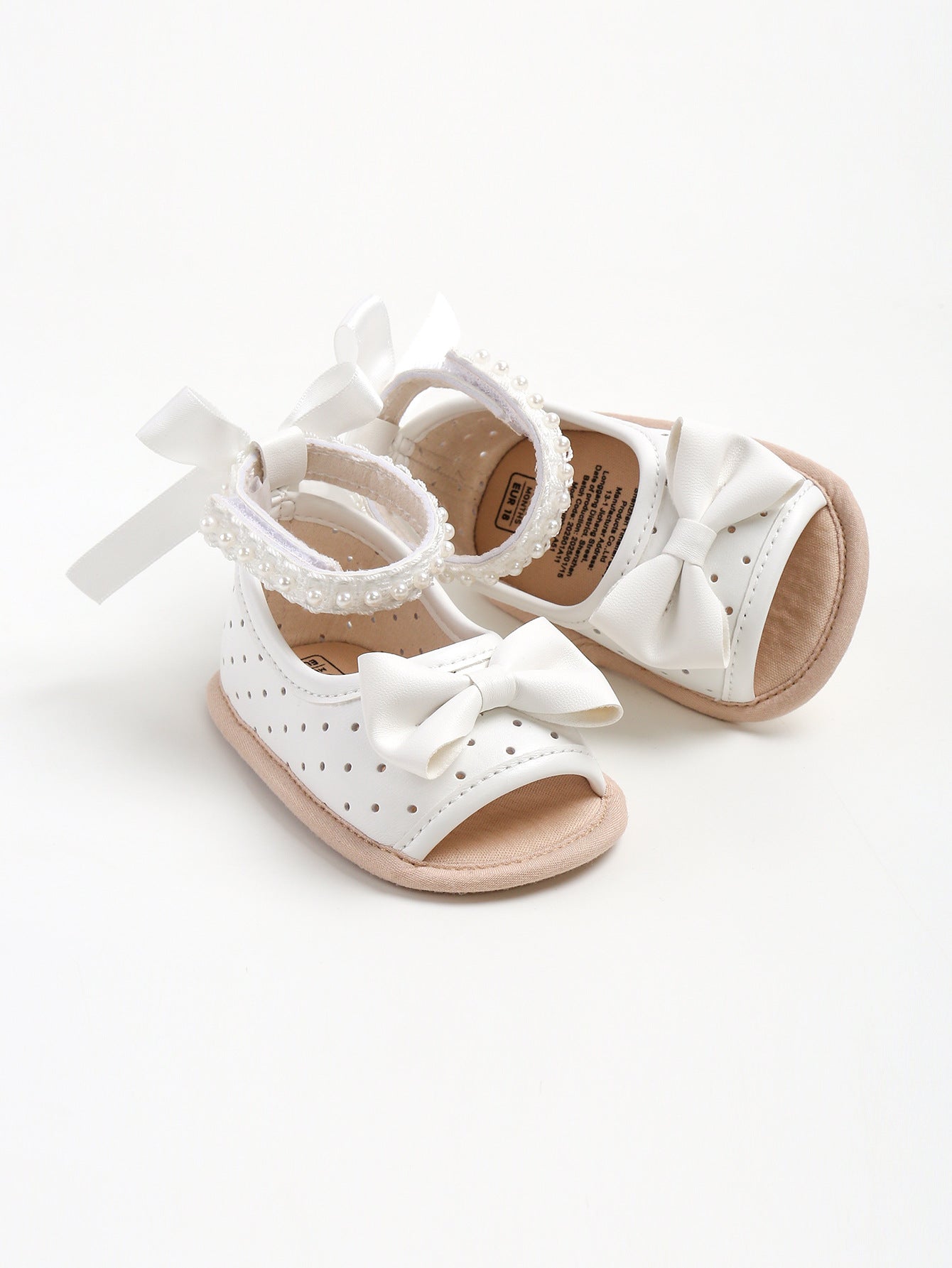Girls' Sandals with Bow and Pearls