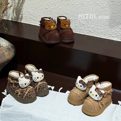Hello Kitty Slippers For Women Plush Kawaii Cute Sanrio Home Warm Cotton Slippers