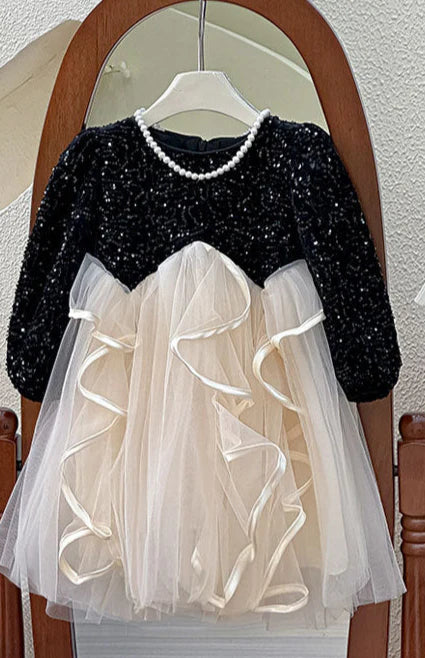 Girls' Sparkling Tulip Dress with Bow