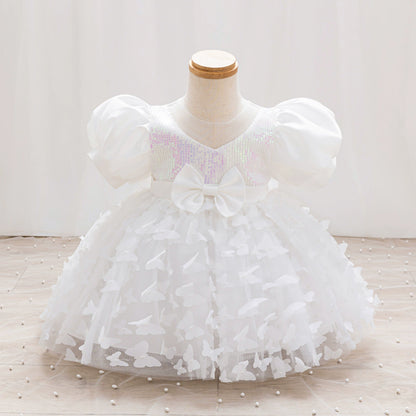Children's Party Dress with Butterflies and Bows