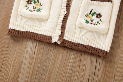 Mussi Girls' Knitted Outfit with Small Flowers
