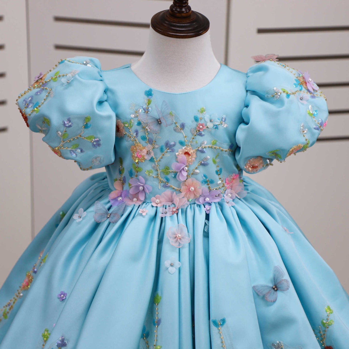 Blue Floral Party Dress