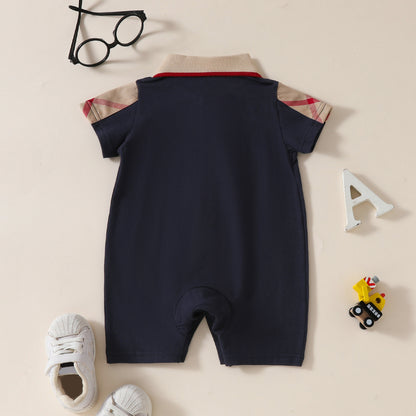 Baby Romper with Bow Tie Collar