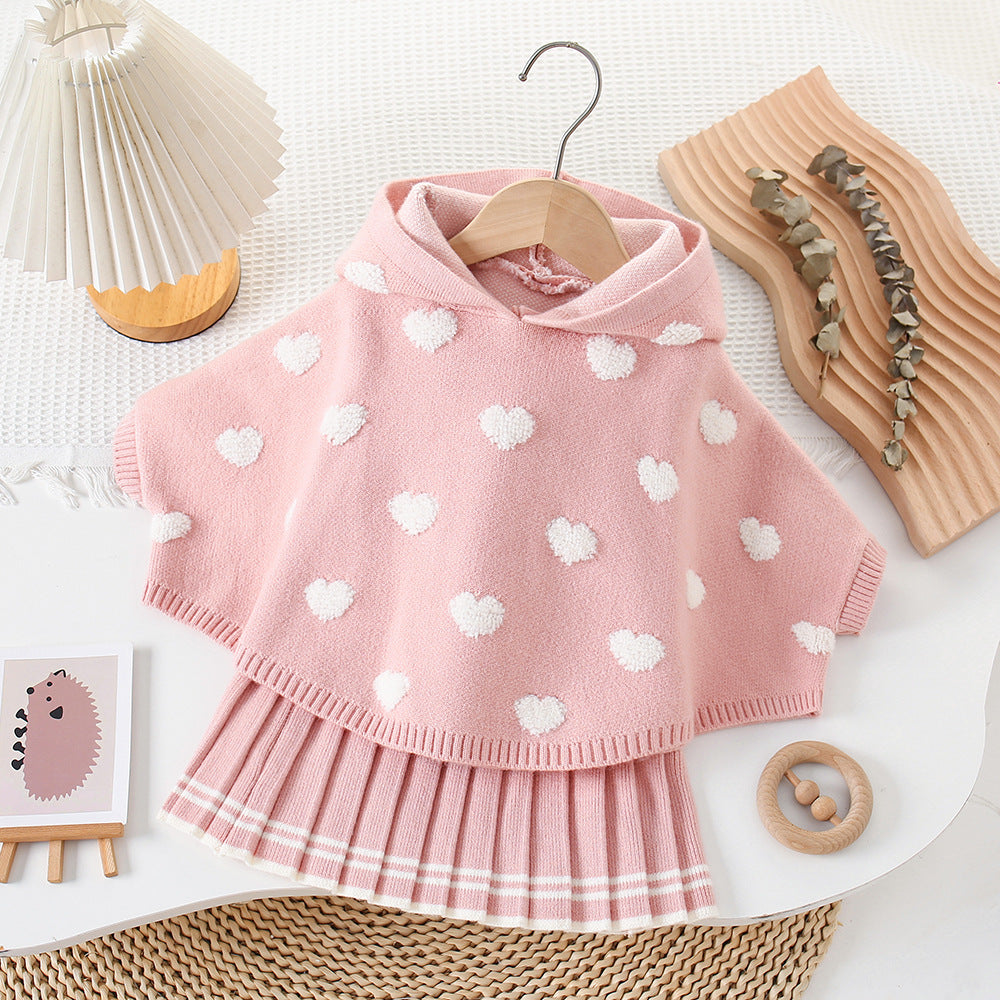Girls' Hearts Knit Set