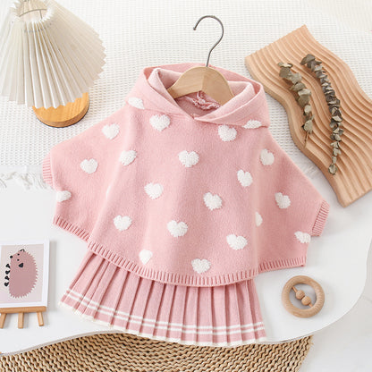 Girls' Hearts Knit Set