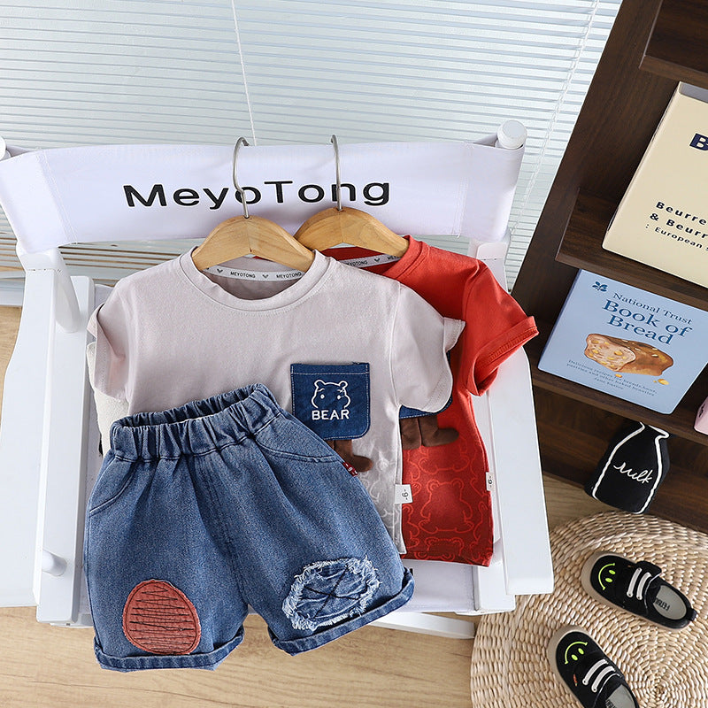 Boys' Outfit with Teddy Bear and Jeans