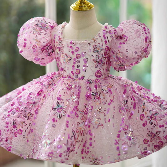 Vestido de Fiesta Infantil Pedrarias Flores 