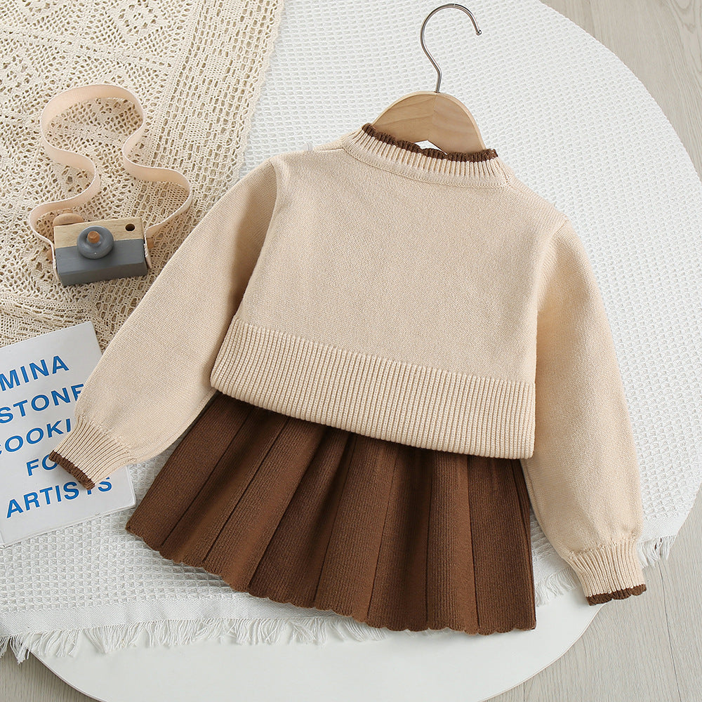 Children's Knitted Set with Cherry Prints
