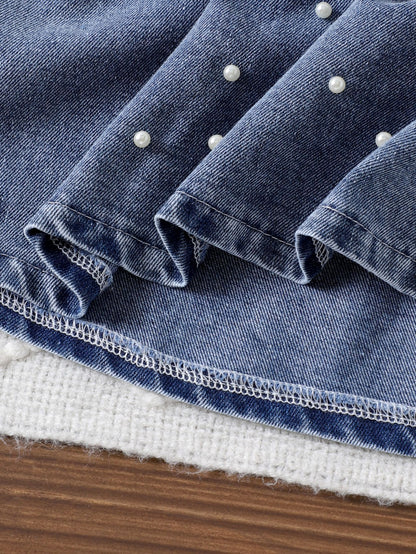 Girls' Denim and Pearl Set