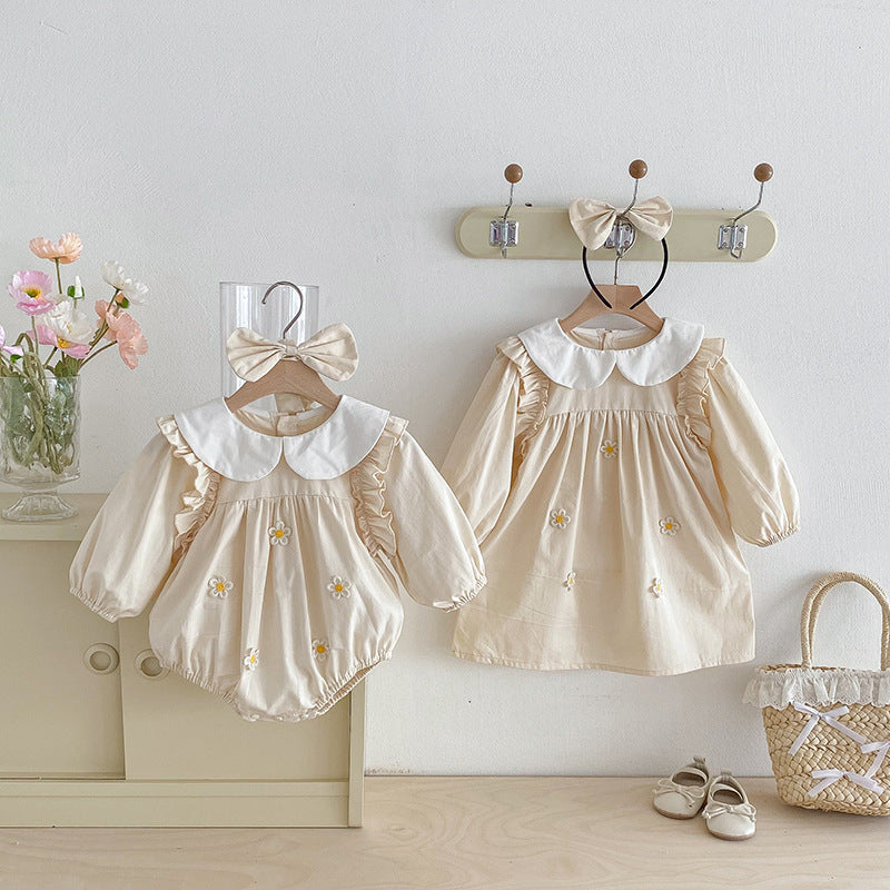 Body/ Beige Children's Dress with Little Flowers