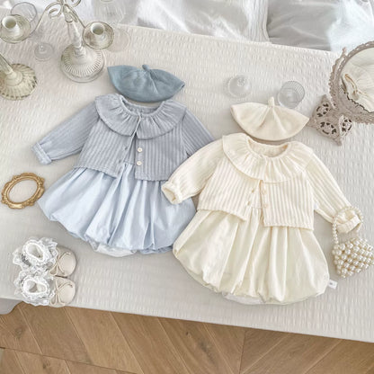 Girls' Outfit Set: Cardigan + Balloon Dress