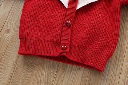 Infant Knit Outfit Set with Checkered Collar