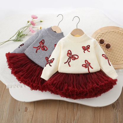 Children's Set: Sweater with Bows and Skirt