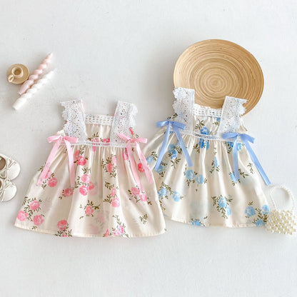Floral Dress with Bow for Girls