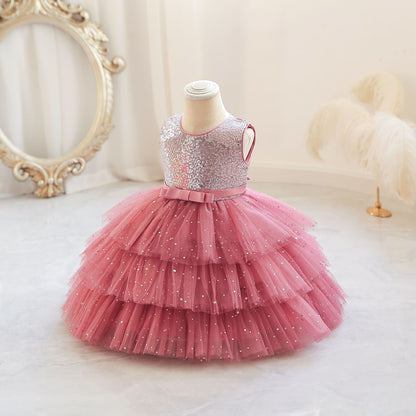 Shiny Tulle Layered Party Dress