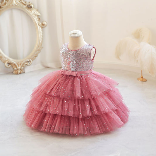 Shiny Tulle Layered Party Dress