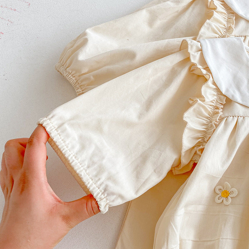 Body/ Beige Children's Dress with Little Flowers