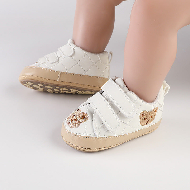 Zapatillas de velcro para niños con osito de peluche 
