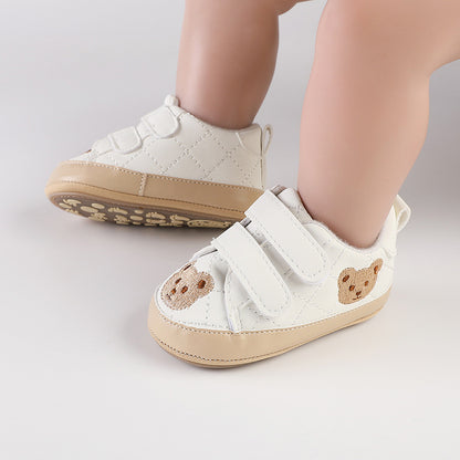 Zapatillas de velcro para niños con osito de peluche 