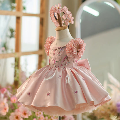 Girls' Party Dress with Flowers
