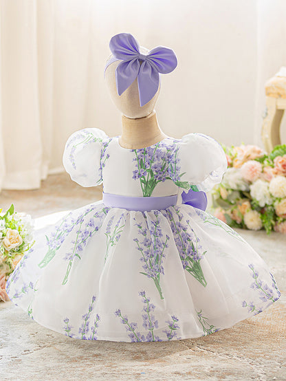 فستان حفلات منتفخ بالزهور للأطفال 