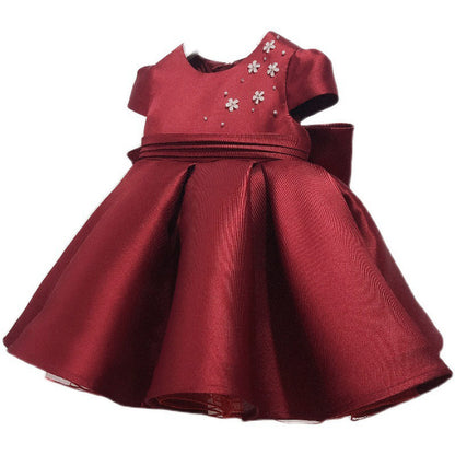Party Dress with Flowers and Bow at the Back