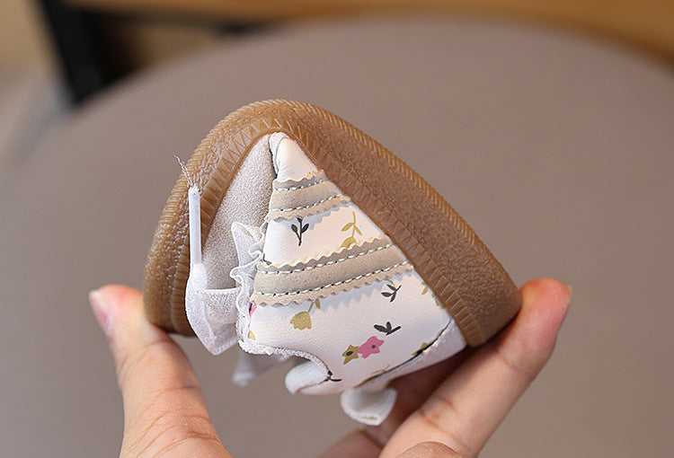 Children's Sneakers with Flowers and Bow