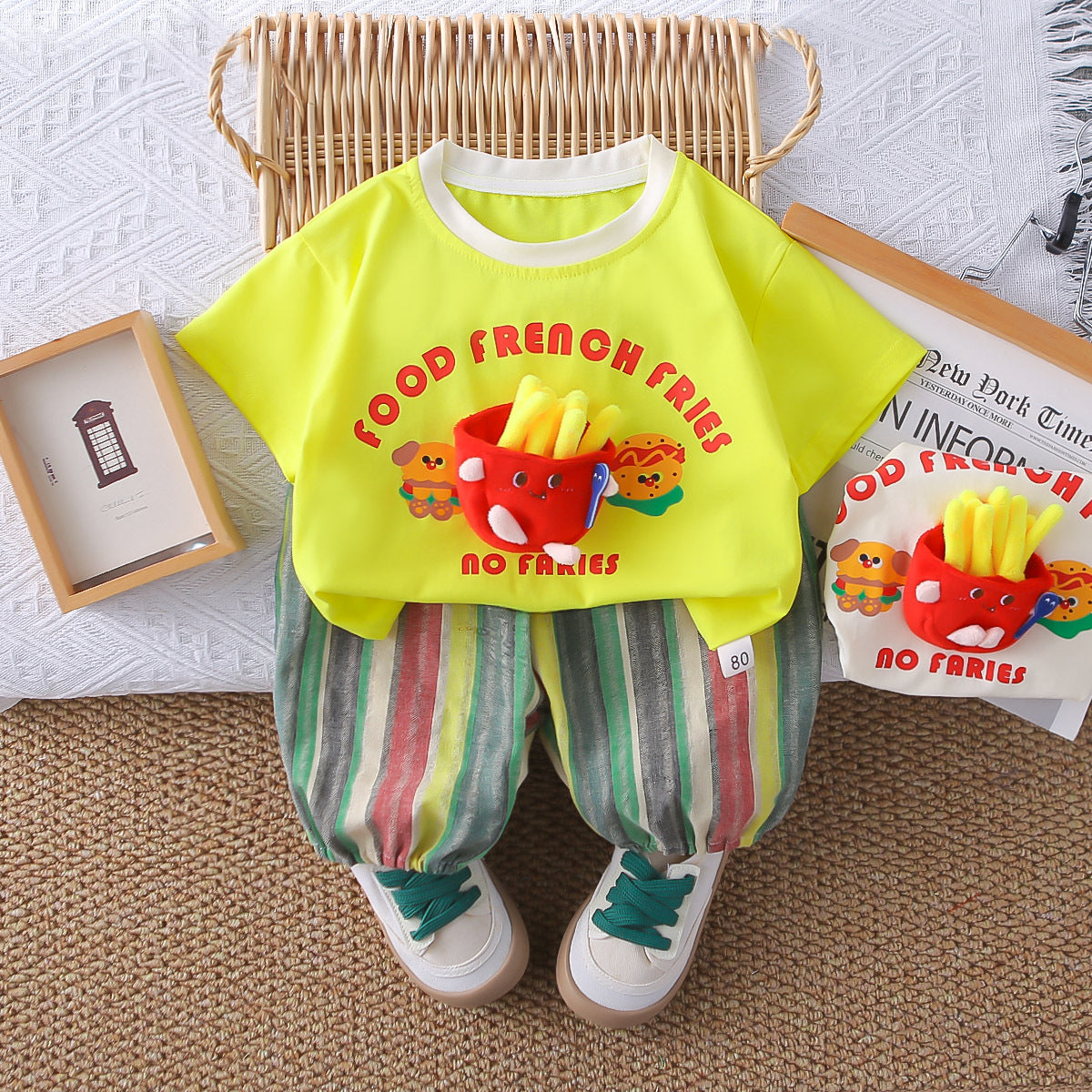 طقم مخطط للأولاد - طبعة البطاطس 