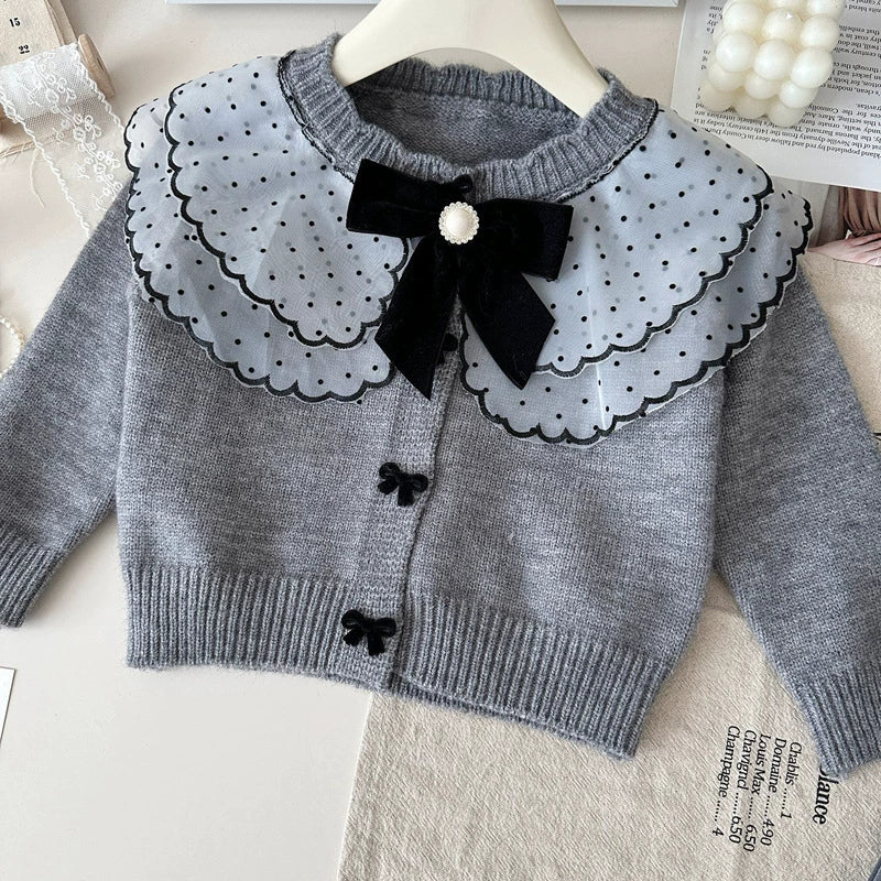 Girls' Knitted Set with Bow
