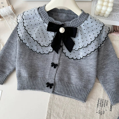 Girls' Knitted Set with Bow