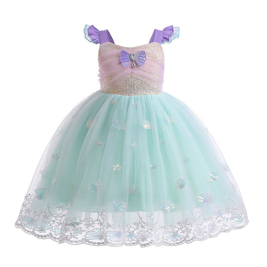 Children's Dress with Sparkling Sea Print
