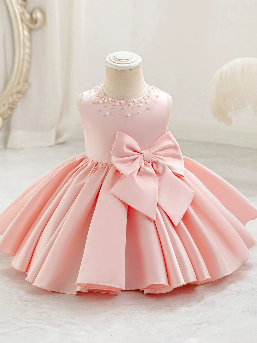 Children's Party Dress with Pearls and Bow